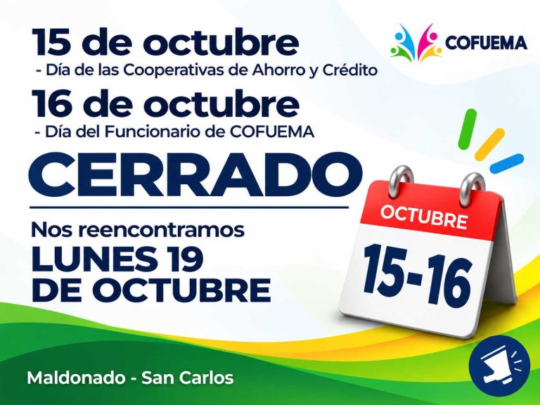 Aviso de cierre COFUEMA_ 15 y 16 de octubre
